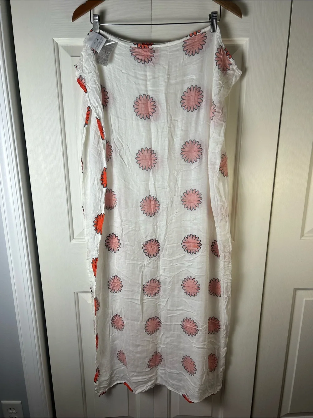 Aden + Anais Orange White Blue Floral Baby Swaddle Blanket Bamboo Rayon Flower